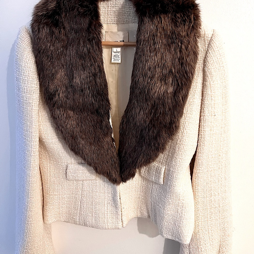 Ya-Ya jacket, rabbit fur color. Cream. Clasp at waist. STUNNING:)🤍